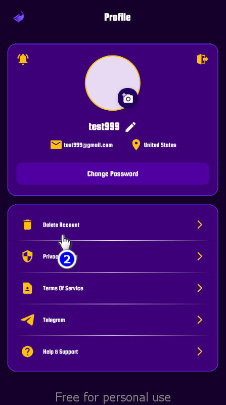 Tap on Delete Account button